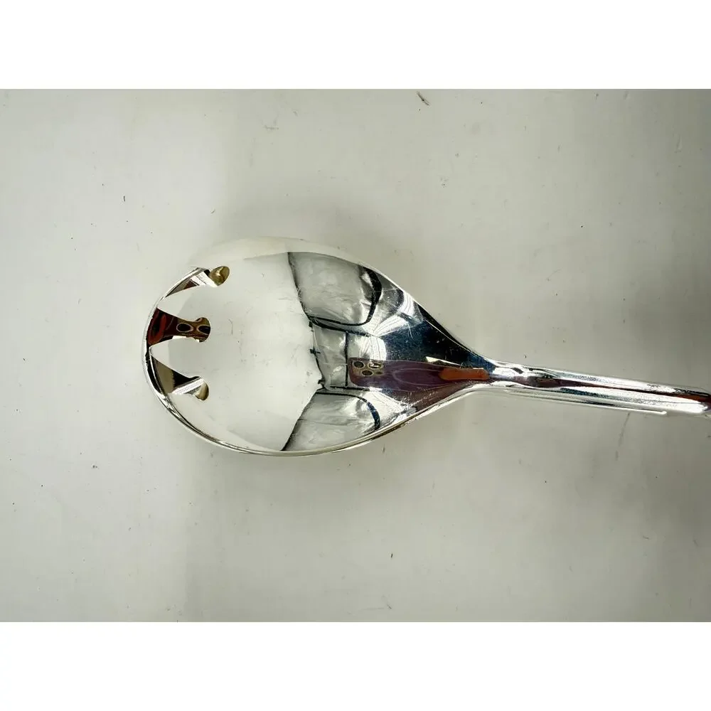 Vintage Silverplate Salad Serving Tongs Pierced Bowl Replacement Flatware Italy